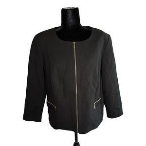Roz & Ali Black Zip Jacket with Gold Accents, XL, Pre-owned